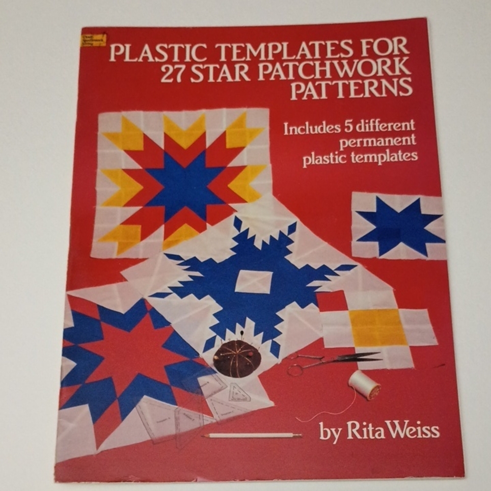 VTG Plastic Templates for 27 Star Patchwork Quilt Patterns Dover Needlework
